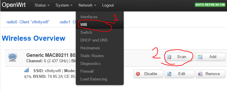 OpenWRT Wifi Scan