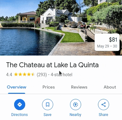 Google knowledge panel for hotels with OTAs