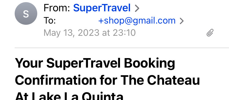 SuperTravel confirmation