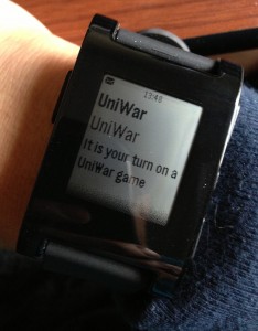 Uniwar Pebble alert