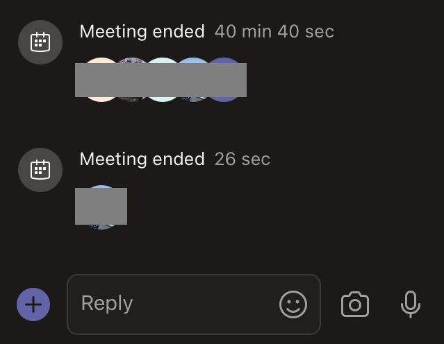 MS Teams call chat history