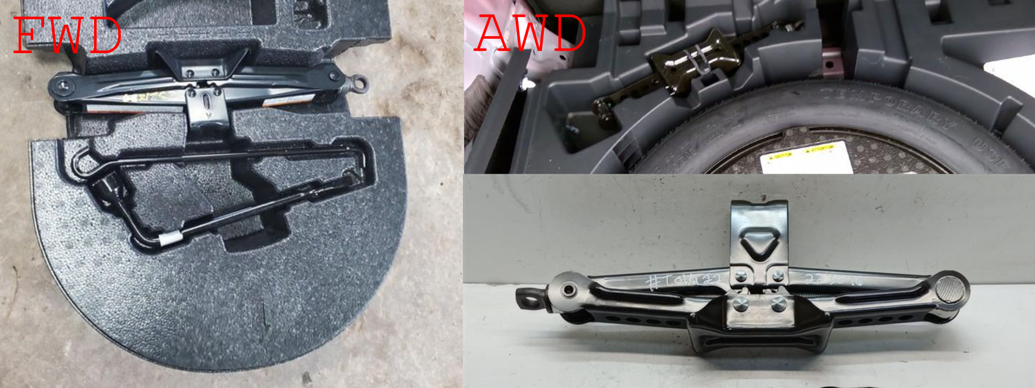 toyota corolla cross jack assembly fwd awd comparison