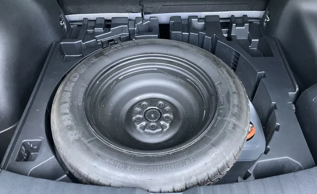 spare tire sitting on holder